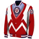 custom washington nationals v stripes red white varsity jacket best selling