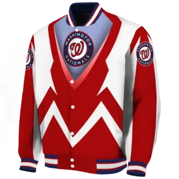 custom washington nationals v stripes red white varsity jacket best selling