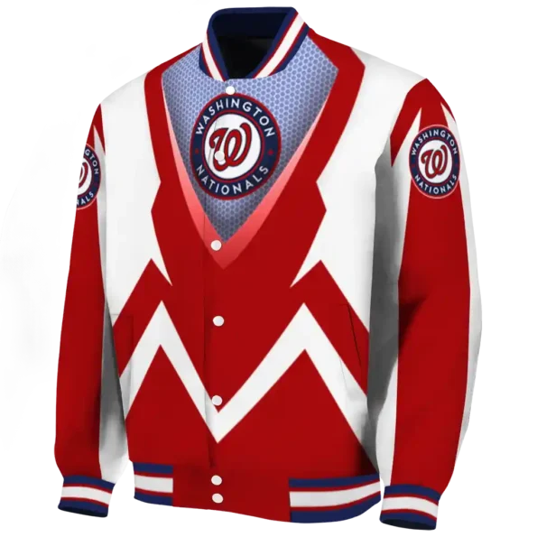 custom washington nationals v stripes red white varsity jacket best selling