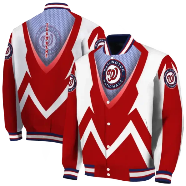 custom washington nationals v stripes red white varsity jacket fashion forward