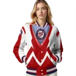 custom washington nationals v stripes red white varsity jacket best selling