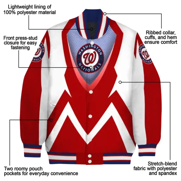 custom washington nationals v stripes red white varsity jacket new arrival