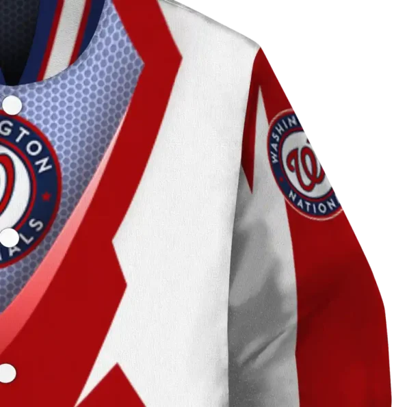 custom washington nationals v stripes red white varsity jacket premium grade