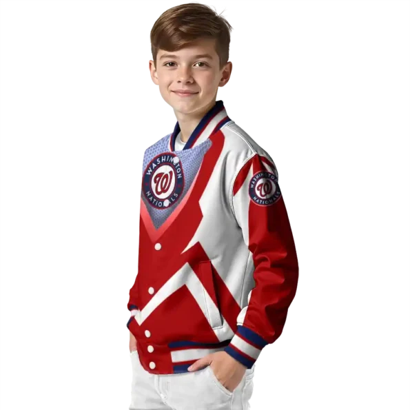 custom washington nationals v stripes red white varsity jacket trendy