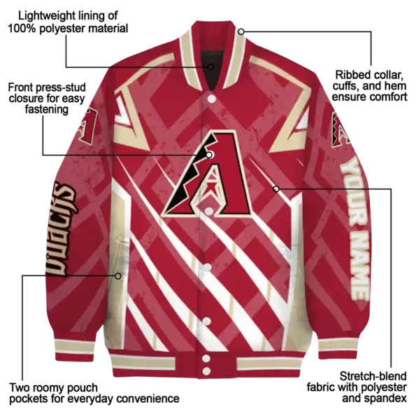 customized arizona diamondbacks chevron angles red varsity jacket new arrival