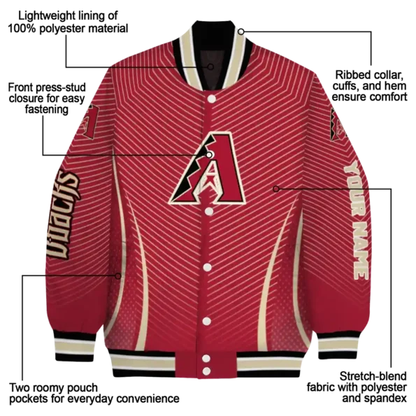 customized arizona diamondbacks chevron arrow red varsity jacket new arrival