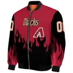 customized arizona diamondbacks flame border red black bomber jacket best selling.webp