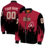 customized arizona diamondbacks flame border red black bomber jacket best selling.webp