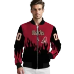 customized arizona diamondbacks flame border red black bomber jacket best selling.webp