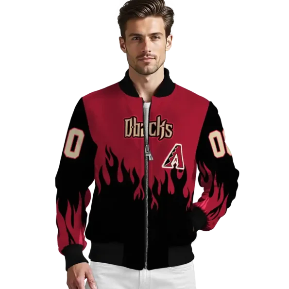 customized arizona diamondbacks flame border red black bomber jacket high quality.webp