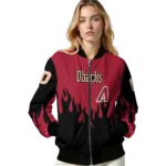 customized arizona diamondbacks flame border red black bomber jacket best selling.webp