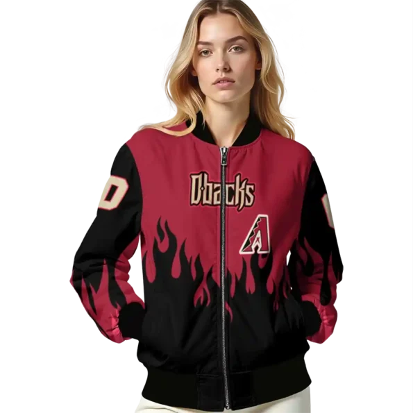 customized arizona diamondbacks flame border red black bomber jacket latest model.webp