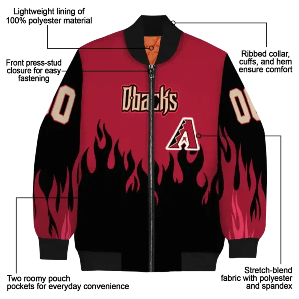 customized arizona diamondbacks flame border red black bomber jacket new arrival.webp