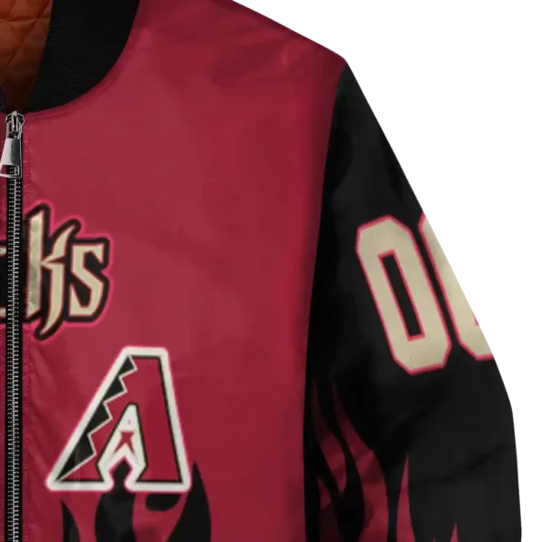 customized arizona diamondbacks flame border red black bomber jacket premium grade.webp