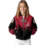 customized arizona diamondbacks flame border red black bomber jacket best selling.webp