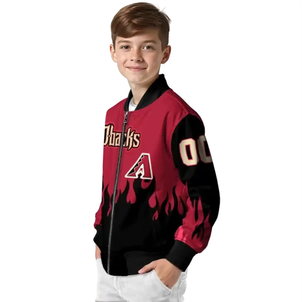 customized arizona diamondbacks flame border red black bomber jacket trendy.webp