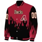 customized arizona diamondbacks flame border red black varsity jacket best selling