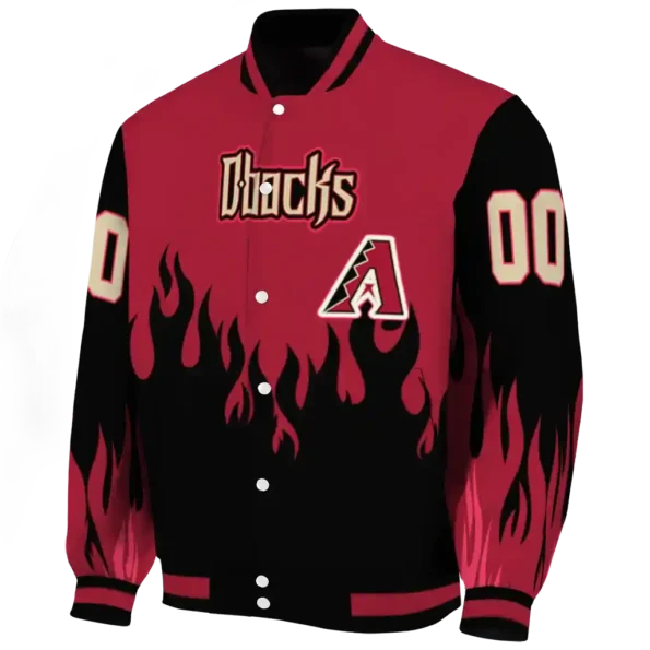 customized arizona diamondbacks flame border red black varsity jacket best selling