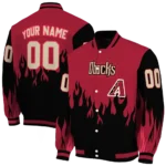 customized arizona diamondbacks flame border red black varsity jacket best selling
