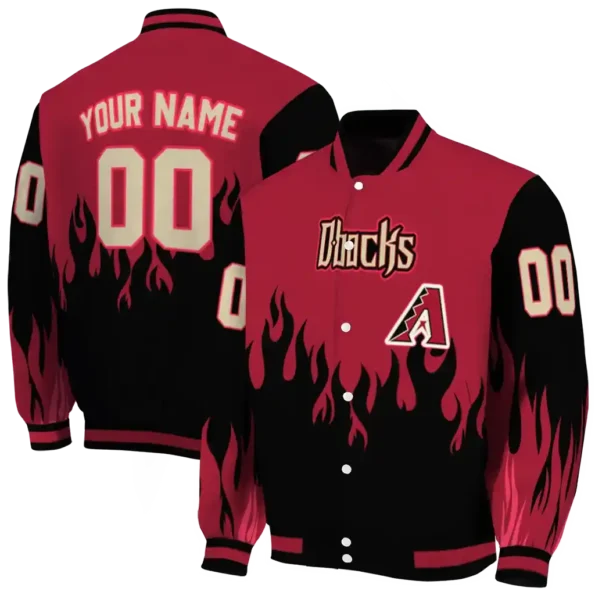 customized arizona diamondbacks flame border red black varsity jacket fashion forward