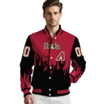 customized arizona diamondbacks flame border red black varsity jacket best selling