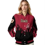 customized arizona diamondbacks flame border red black varsity jacket best selling