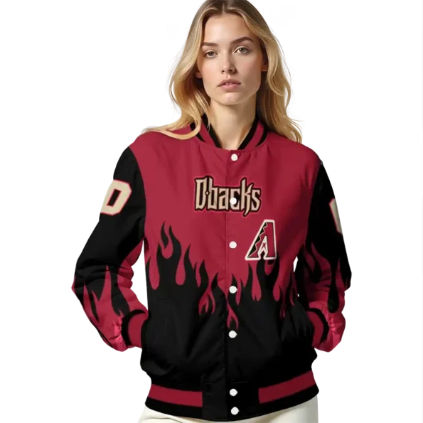 customized arizona diamondbacks flame border red black varsity jacket latest model