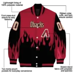 customized arizona diamondbacks flame border red black varsity jacket best selling