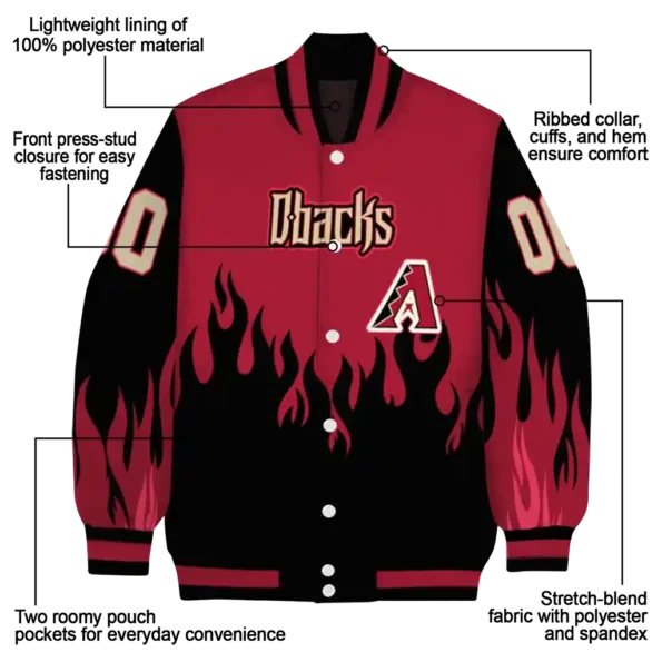customized arizona diamondbacks flame border red black varsity jacket new arrival
