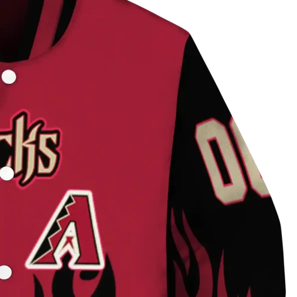 customized arizona diamondbacks flame border red black varsity jacket premium grade