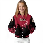 customized arizona diamondbacks flame border red black varsity jacket best selling