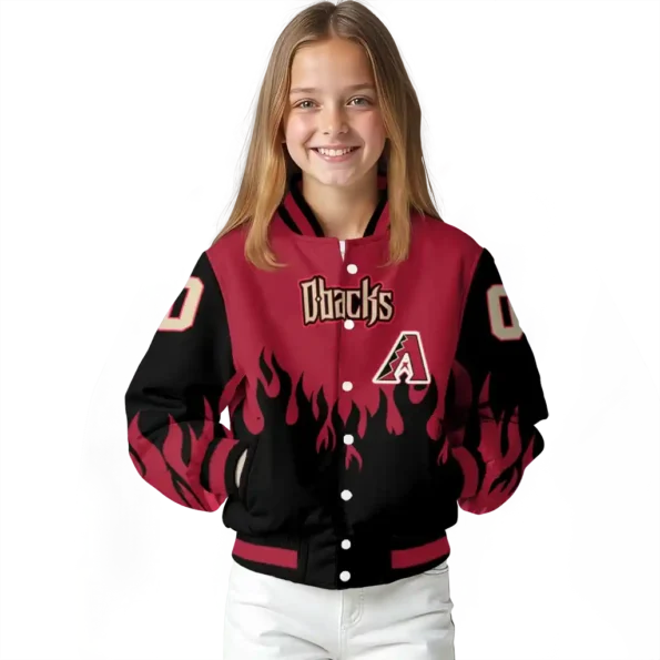 customized arizona diamondbacks flame border red black varsity jacket top rated