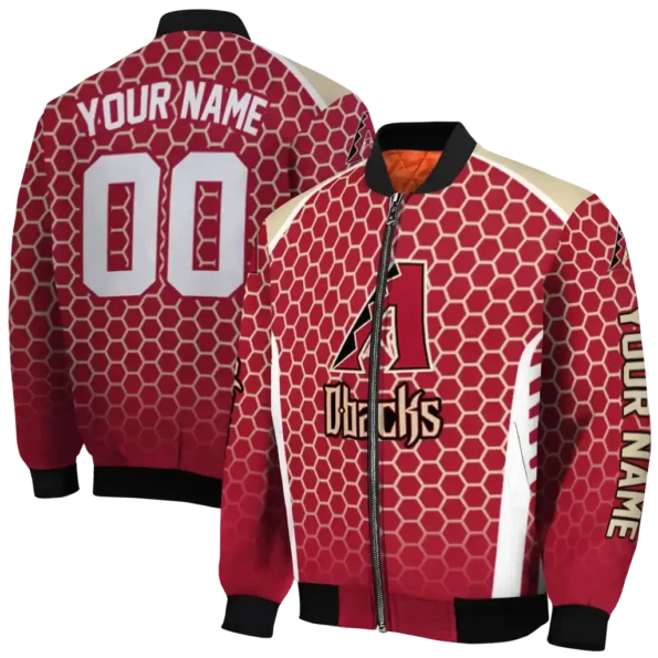 customized arizona diamondbacks hexagon grid red bomber jacket fashion forward.webp