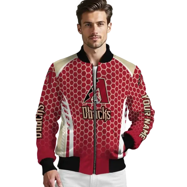 customized arizona diamondbacks hexagon grid red bomber jacket high quality.webp