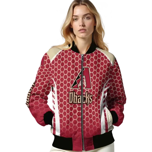 customized arizona diamondbacks hexagon grid red bomber jacket latest model.webp