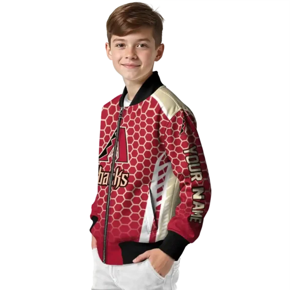 customized arizona diamondbacks hexagon grid red bomber jacket trendy.webp