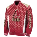 customized arizona diamondbacks hexagon grid red varsity jacket best selling