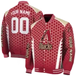customized arizona diamondbacks hexagon grid red varsity jacket best selling