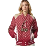 customized arizona diamondbacks hexagon grid red varsity jacket best selling