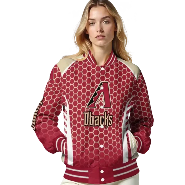 customized arizona diamondbacks hexagon grid red varsity jacket latest model