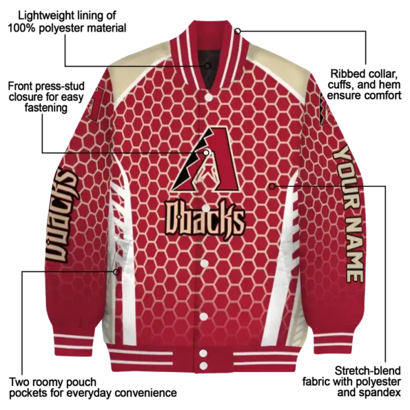 customized arizona diamondbacks hexagon grid red varsity jacket new arrival