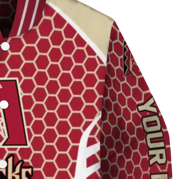 customized arizona diamondbacks hexagon grid red varsity jacket premium grade