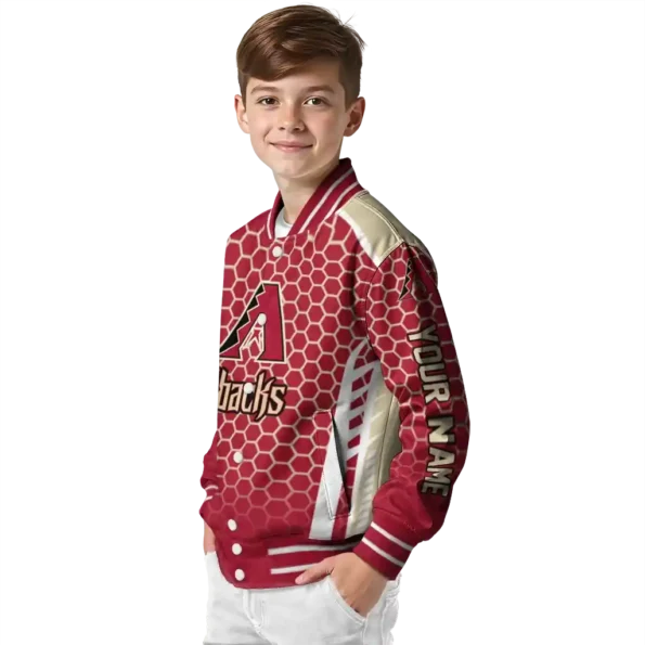 customized arizona diamondbacks hexagon grid red varsity jacket trendy