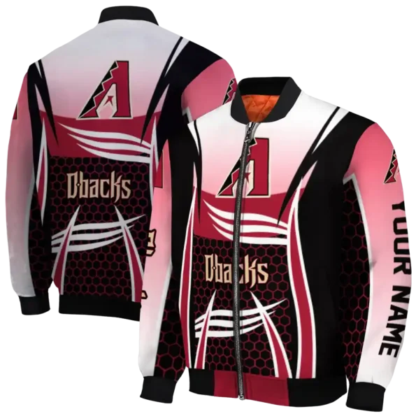 customized arizona diamondbacks mesh effect red black bomber jacket fashion forward.webp