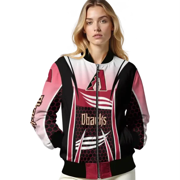 customized arizona diamondbacks mesh effect red black bomber jacket latest model.webp