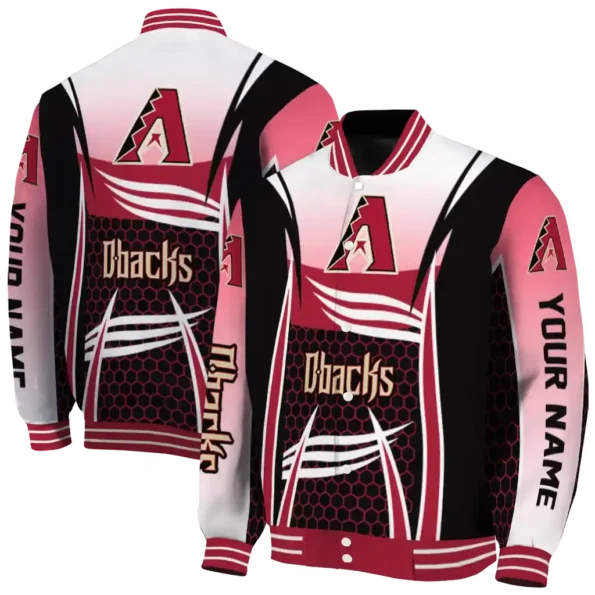 customized arizona diamondbacks mesh effect red black varsity jacket fashion forward