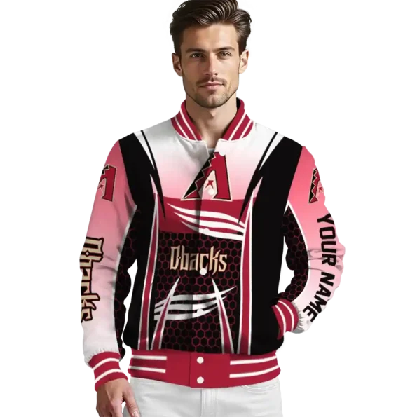 customized arizona diamondbacks mesh effect red black varsity jacket high quality