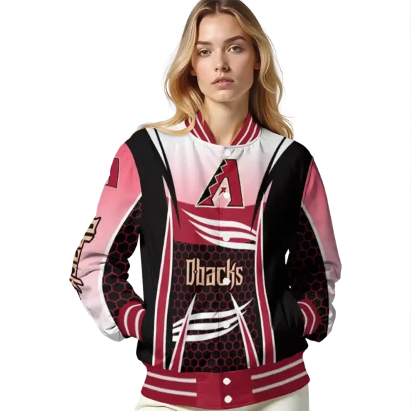 customized arizona diamondbacks mesh effect red black varsity jacket latest model