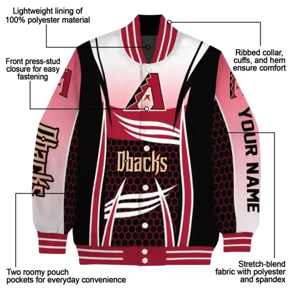 customized arizona diamondbacks mesh effect red black varsity jacket new arrival