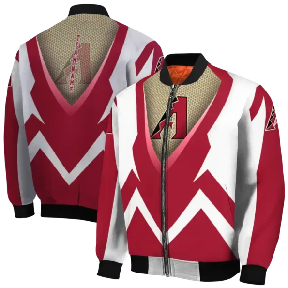customized arizona diamondbacks v stripes red white bomber jacket fashion forward.webp